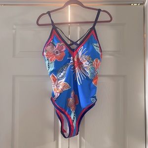Blue flower bathing suit